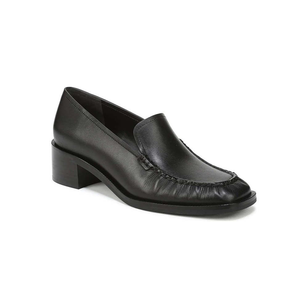Vince Larose Leather Square Toe Heeled Loafer Black Size 10 MSRP $385